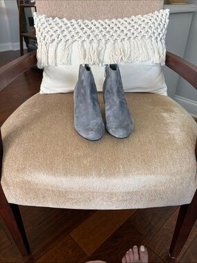 Sam Edelman Gray Suede Ankle Booties with Side Zip